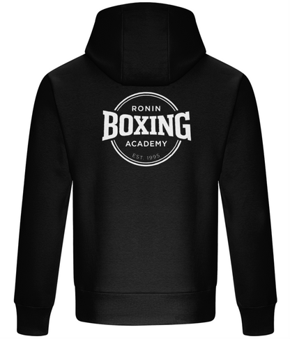 White 25cm Ronin logo raised on upper back below hood