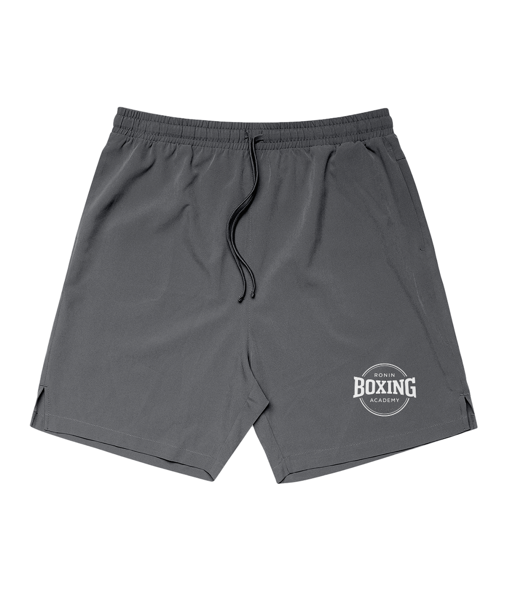 French Navy Ronin shorts with white 8cm logo low on left leg