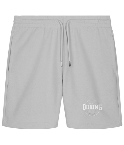 Heather Grey Ronin shorts with white 8cm logo low on left leg