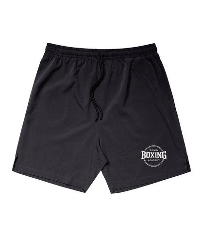 Ink Blue Ronin shorts with white 8cm logo low on left leg