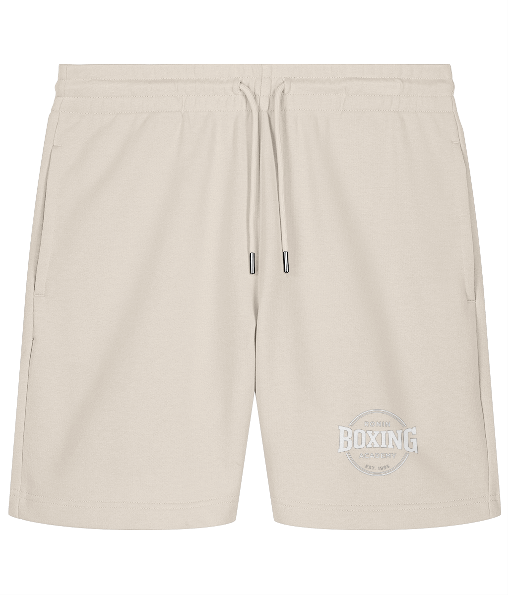 Natural Raw Ronin shorts with white 8cm logo low on left leg