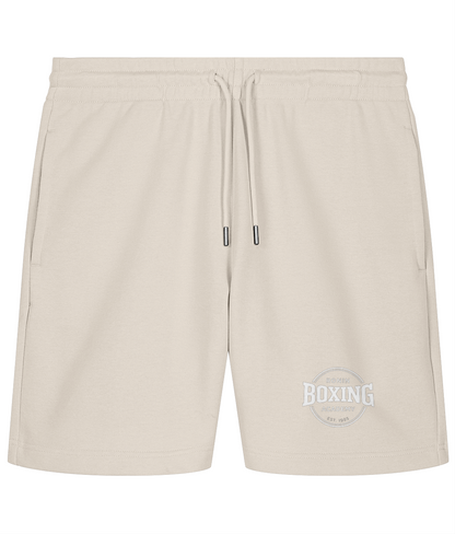 Natural Raw Ronin shorts with white 8cm logo low on left leg